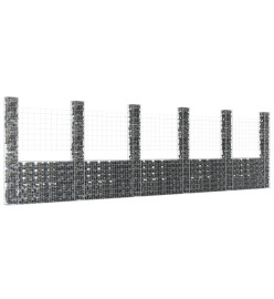 Panier de gabion en forme de U avec 6 poteaux Fer 620x20x200 cm