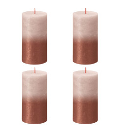 Bolsius Bougies pilier rustiques 4 pcs 130x68 mm Rose brumeux et ambre