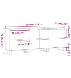 Buffets 3 pcs noir bois d'ingénierie