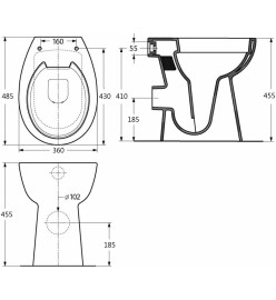 Toilette haute sans bord fermeture douce 7 cm Céramique Noir