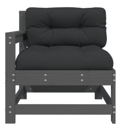 Chaise de jardin avec coussins gris bois de pin massif