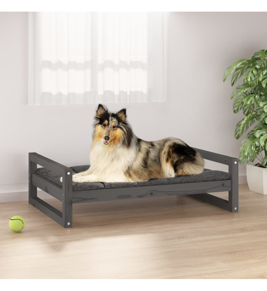 Lit pour chien Gris 95,5x65,5x28 cm Bois de pin solide