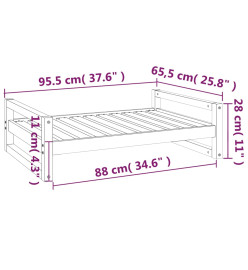 Lit pour chien Gris 95,5x65,5x28 cm Bois de pin solide