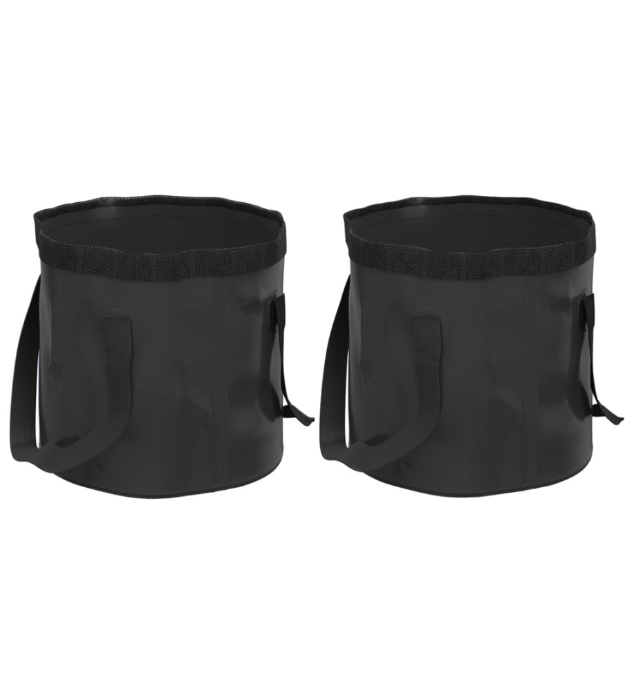 Seaux pliables 2 pcs noir 20 L PVC