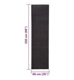 Tapis Sisal naturel 66x250 cm Noir