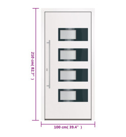 Porte d'entrée Blanc 100x210 cm Aluminium et PVC