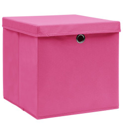 Boîtes de rangement avec couvercles 4 pcs Rose 32x32x32cm Tissu