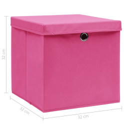 Boîtes de rangement avec couvercles 4 pcs Rose 32x32x32cm Tissu