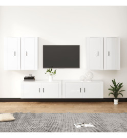 Ensemble de meubles TV 6 pcs Blanc brillant Bois d'ingénierie