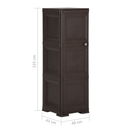 Armoire en plastique 40x43x125 cm Design de bois Marron