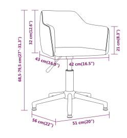 Chaises pivotantes à manger lot de 6 Gris foncé Velours