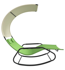 Chaise longue double à bascule avec auvent Vert et crème