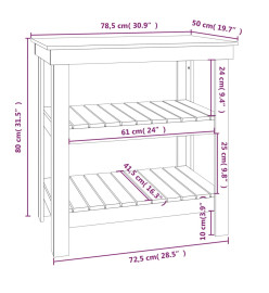 Banc de travail Blanc 78,5x50x80 cm Bois de pin massif