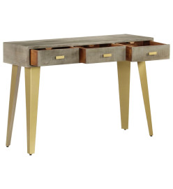 Table console Bois de manguier Gris avec laiton 110x35x76 cm