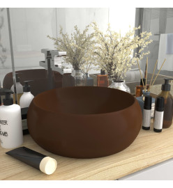 Lavabo rond de luxe Marron foncé mat 40x15 cm Céramique