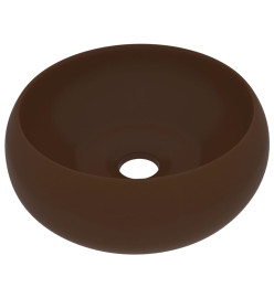 Lavabo rond de luxe Marron foncé mat 40x15 cm Céramique