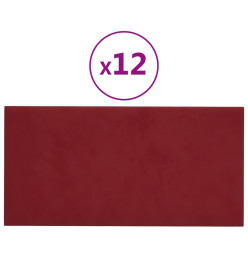 Panneaux muraux 12 pcs Rouge bordeaux 60x30 cm Velours 2,16 m²