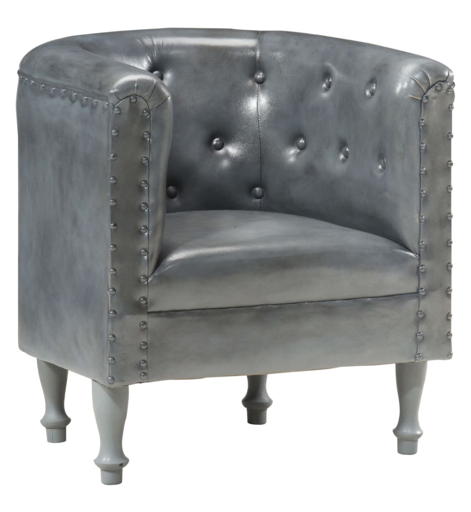 Fauteuil Gris Cuir véritable