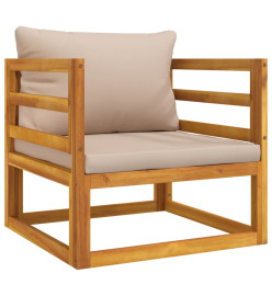 Chaise de jardin avec coussins taupe bois massif d'acacia