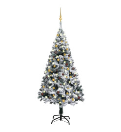 Arbre de Noël artificiel avec LED et boules Vert 180 cm PVC