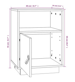 Table de chevet Blanc 40x34x55 cm Bois de pin solide