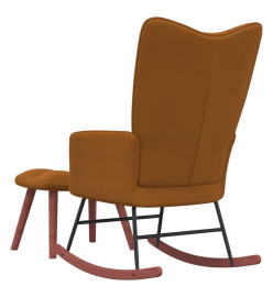 Chaise à bascule avec repose-pied Marron Velours