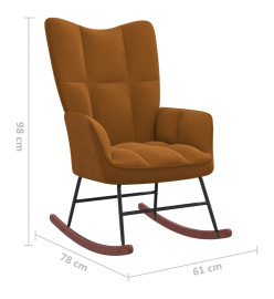 Chaise à bascule avec repose-pied Marron Velours