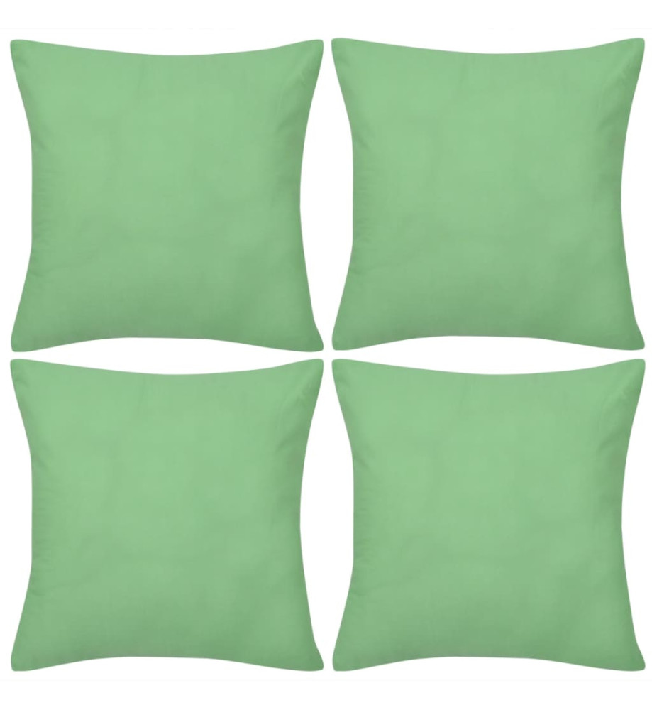 Housses de coussin 4 pcs Coton Vert pomme 50x50 cm