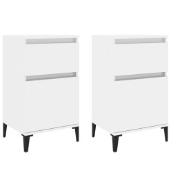 Tables de chevet 2 pcs blanc brillant 40x35x70 cm