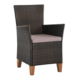 Chaises d'extérieur avec coussins 2 pcs Résine tressée Marron