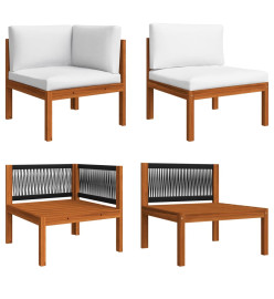 Canapé de jardin à 4 places avec coussin Bois d'acacia massif