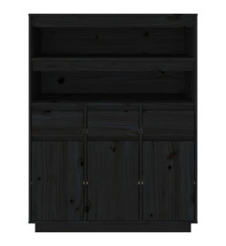 Buffet haut Noir 89x40x116,5 cm Bois massif de pin