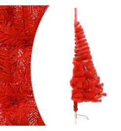 Demi sapin de Noël artificiel avec support Rouge 210 cm PVC