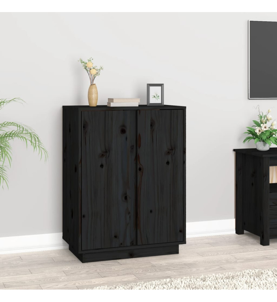 Buffet Noir 60x35x80 cm Bois massif de pin