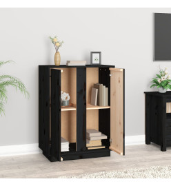 Buffet Noir 60x35x80 cm Bois massif de pin