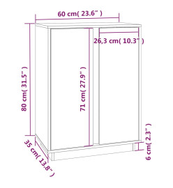 Buffet Noir 60x35x80 cm Bois massif de pin