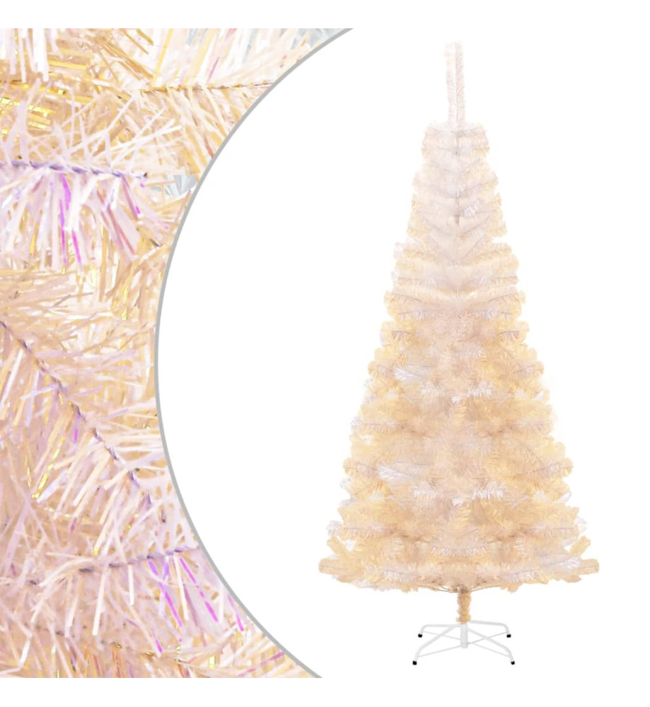 Sapin de Noël artificiel pointes iridescentes Blanc 210 cm PVC