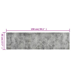 Tapis de cuisine lavable impression béton 45x150 cm velours