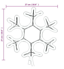 Figure de flocon de neige de Noël et 48 LED Blanc chaud 27x27cm