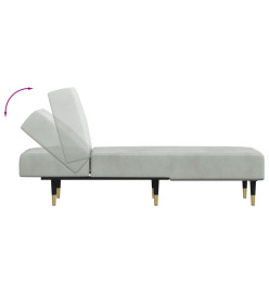 Chaise longue gris clair velours