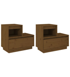 Tables de chevet 2pcs Marron miel 60x34x51cm Bois de pin solide