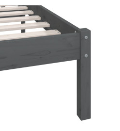 Cadre de lit Gris Bois de pin massif 135x190 cm UK double