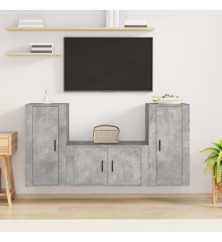 Ensemble de meubles TV 3 pcs Gris béton Bois d'ingénierie