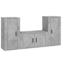 Ensemble de meubles TV 3 pcs Gris béton Bois d'ingénierie