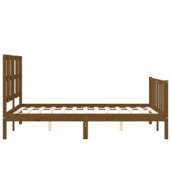 Cadre de lit avec tête de lit marron miel bois massif