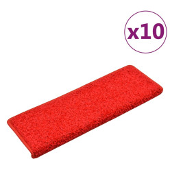 Tapis d'escalier 10 pcs 65x21x4 cm Rouge