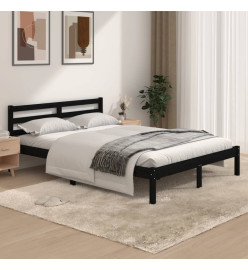 Cadre de lit Bois de pin massif 135x190 cm Noir double