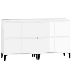 Buffets 2 pcs blanc brillant 60x35x70 cm bois d'ingénierie