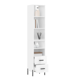 Buffet haut Blanc brillant 34,5x34x180 cm Bois d'ingénierie