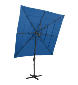 Parasol à 4 niveaux avec mât en aluminium Bleu azuré 250x250 cm